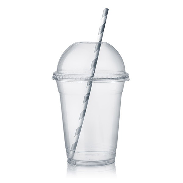 En elegant Mugg med sugrör, Mugg till smoothie tillverkad av återvunnen plast med naturligt utseende och känsla. Detaljerad utformning med realistiskt bladverk. 